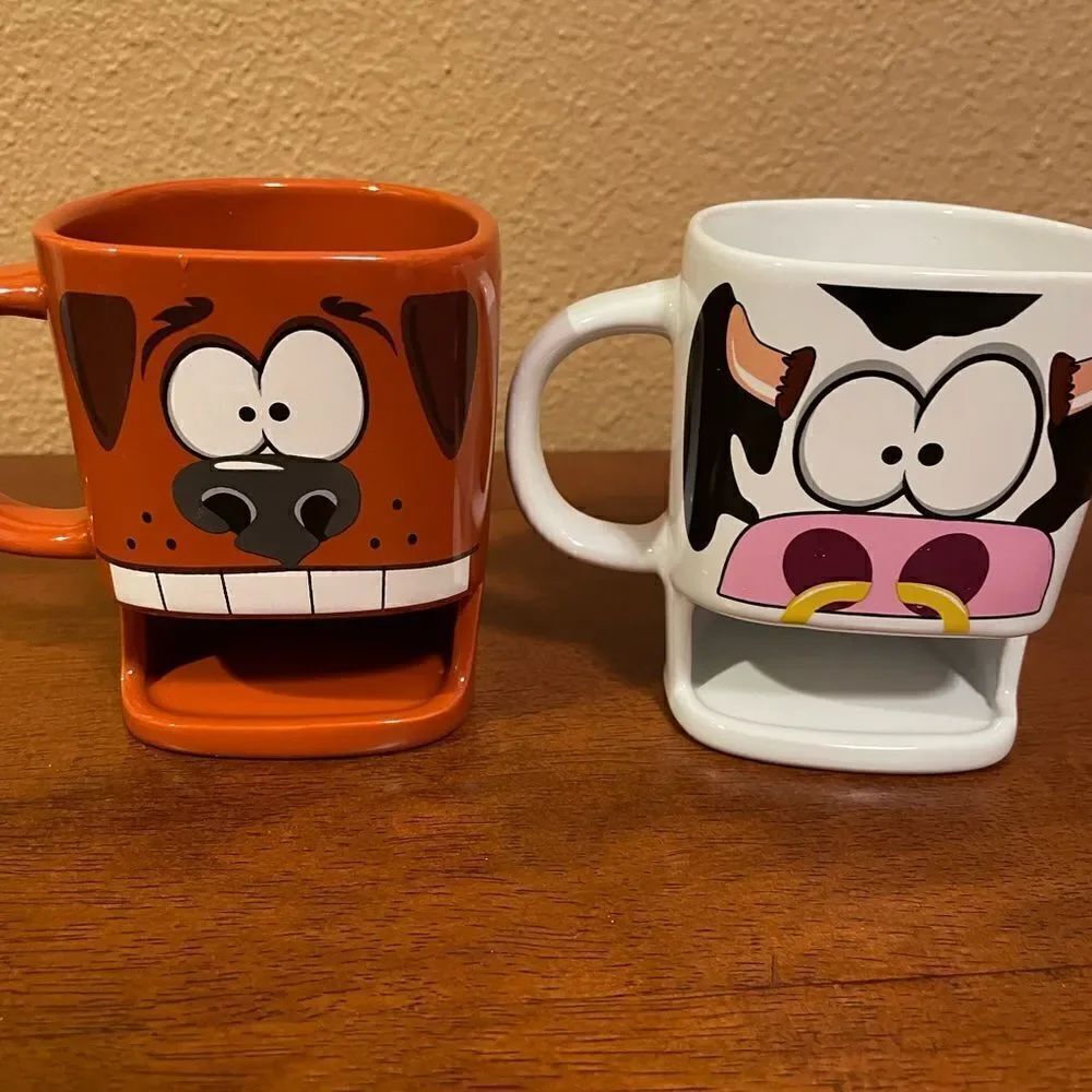 Brew Buddies Cow and Dog Coffee Hot Chocolate Ceramic Cups